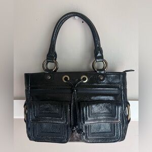 Kate Landry Black Shoulder Bag with Gold Accents